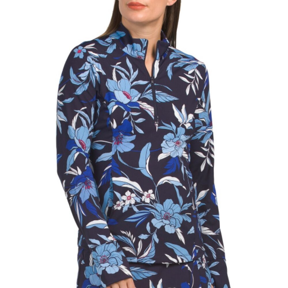 NWT Tommy Bahama Womens Golf Active UPF 50 Long Sleeve Popover Top